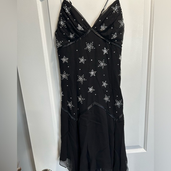 Y2K Betsey Johnson Rhinestone Stars Dress- Ribbon Corset -Mint condition Size 4 - Picture 2 of 13